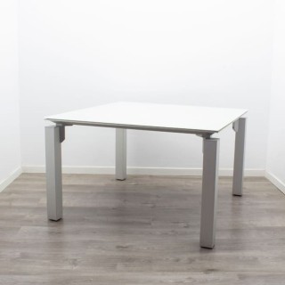 Mesa reunión con tapa en cristal blanco 2