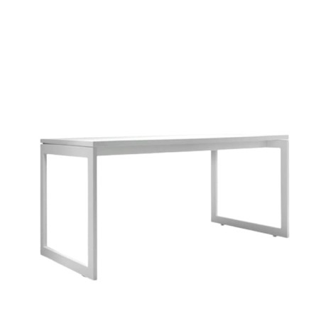 Mesa operativa base patín gris y tapa blanca