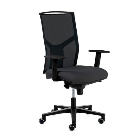 silla operativa negra con respaldo de nylon