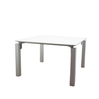 Mesa reunión con tapa en cristal blanco