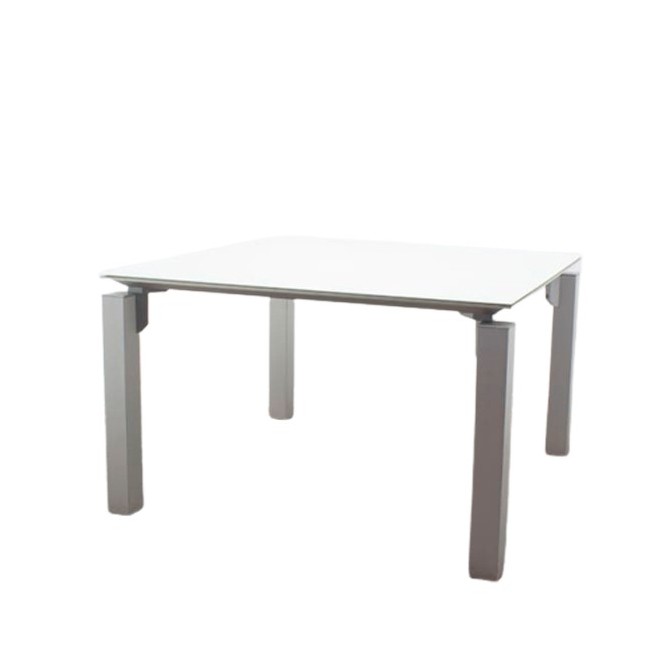Mesa reunión con tapa en cristal blanco