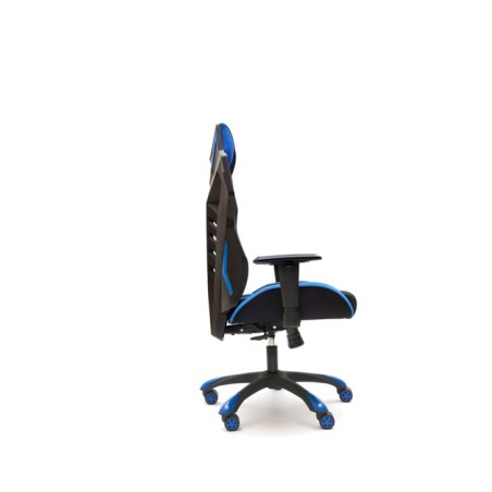 silla gamer azul y negra