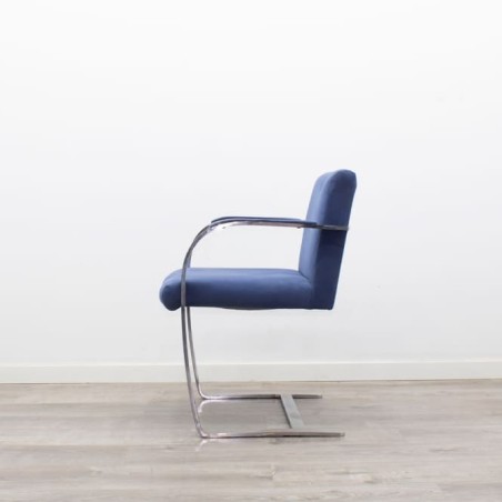 Silla confidente azul con base patín cromada