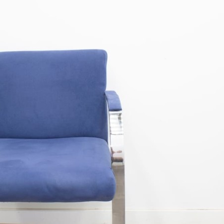 Silla confidente azul con base patín cromada