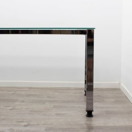 Mesa operativa cromada tapa cristal