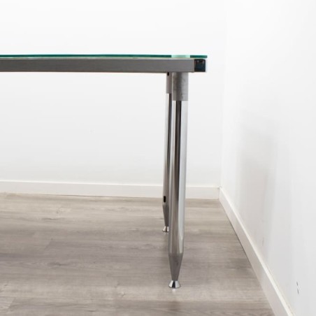 Mesa operativa estructura cromada y tapa cristal