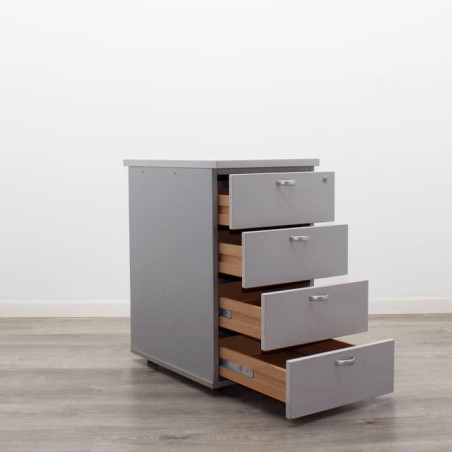 Buck pedestal en melamina gris 4 cajones