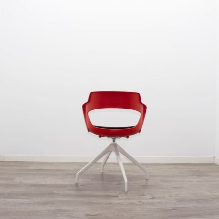 Silla confidente giratoria roja y negra