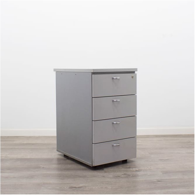 Buck pedestal en melamina gris 4 cajones