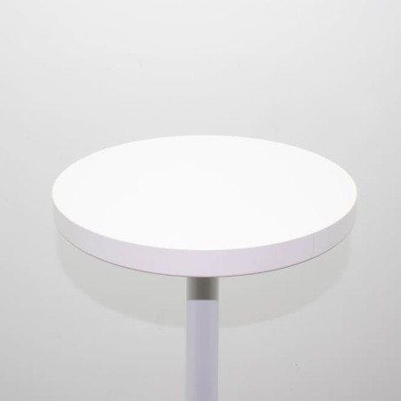 Mesa cafetería con tapa blanca