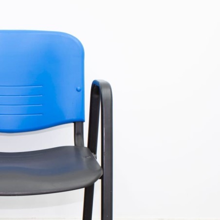 Silla colectividad en PVC con respaldo azul