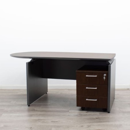 Mesa de dirección con extremo circular y buck de 3 cajones