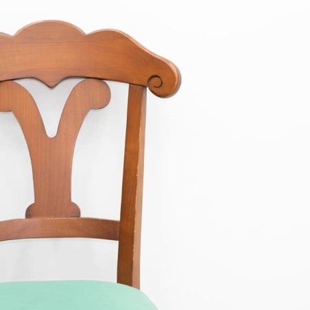 Silla clásica asiento tapizado en microfibra verde