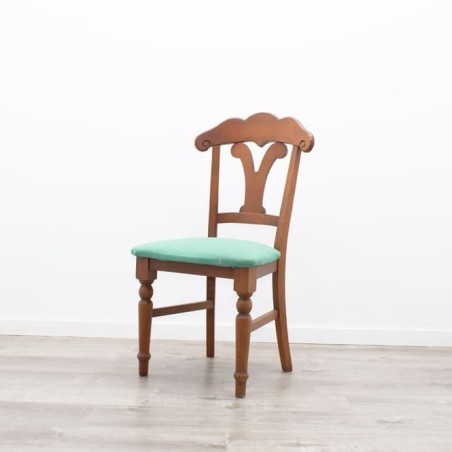 Silla clásica asiento tapizado en microfibra verde