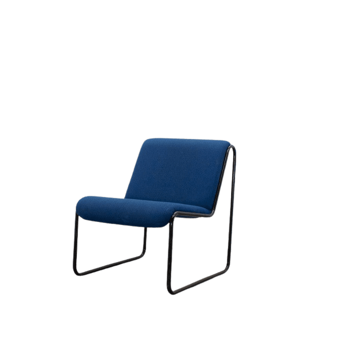 Sillón de espera azul base patín