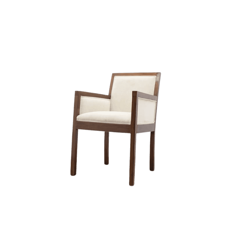 Silla confidente beige estructura madera