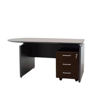 Mesa de dirección con extremo circular y buck de 3 cajones