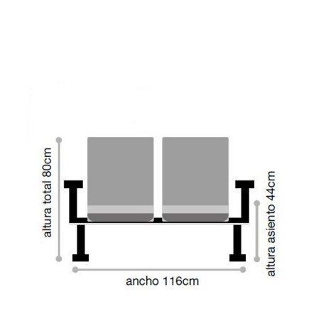 Bancada metálica de 2 o 3 plazas