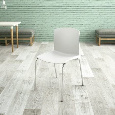 Silla colectividad blanca de 4 patas - Mercaoficina