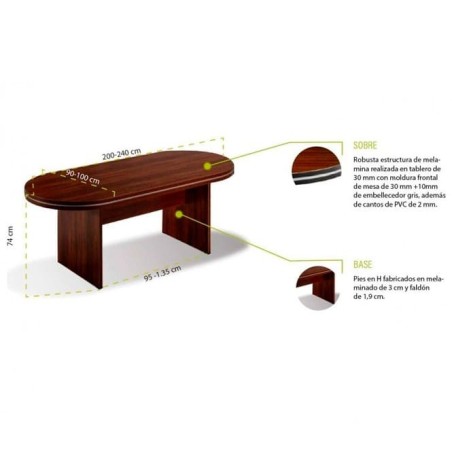 Mesa de reunión Colina ovalada
