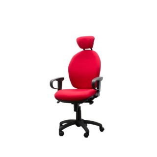 Silla operativa roja con reposacabezas