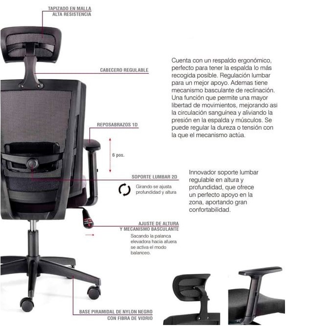 Silla operativa Sofía con cabecero