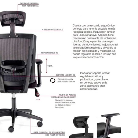 Silla operativa Sofía con cabecero