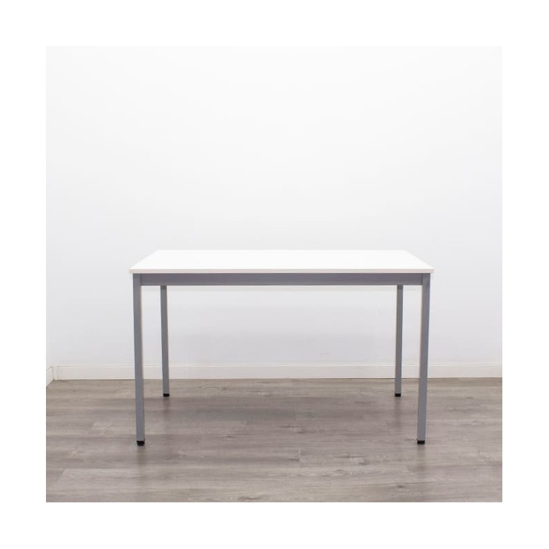 Mesa operativa en melamina blanca con tapa pasacable 120cm