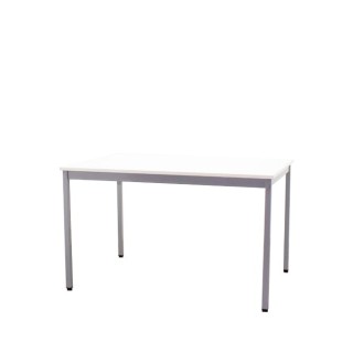 Mesa operativa en melamina blanca con tapa pasacable 120cm