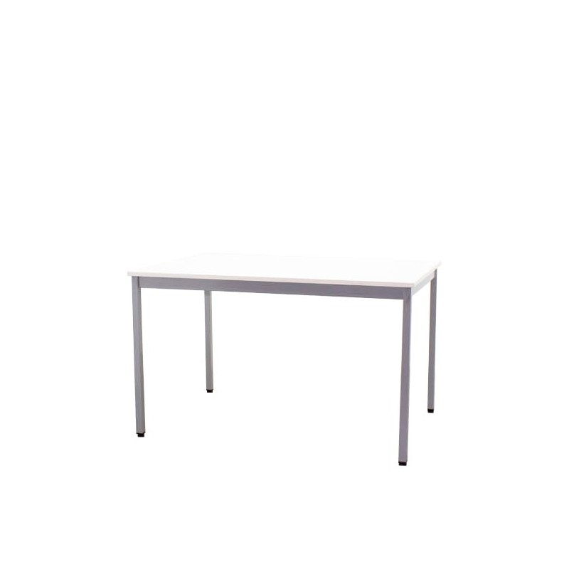 Mesa operativa en melamina blanca con tapa pasacable 120cm