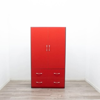 Armario alto con puertas y cajones rojo y gris antracita de 90cm