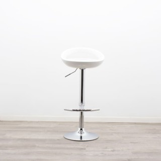 Taburete asiento PVC blanco con base cromada