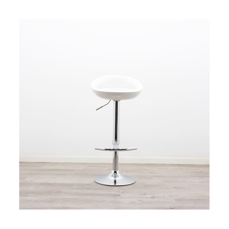 Taburete asiento PVC blanco con base cromada