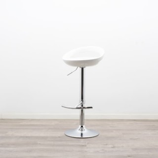 Taburete asiento PVC blanco con base cromada