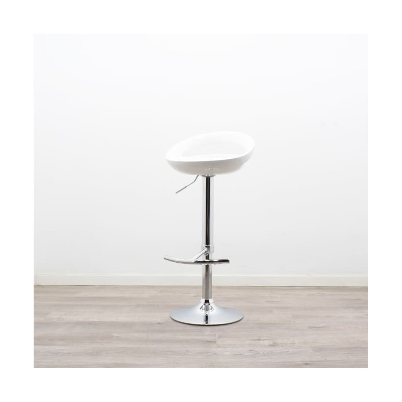 Taburete asiento PVC blanco con base cromada