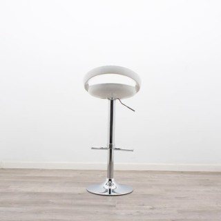 Taburete asiento PVC blanco con base cromada