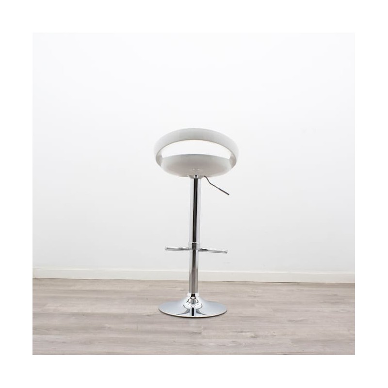 Taburete asiento PVC blanco con base cromada