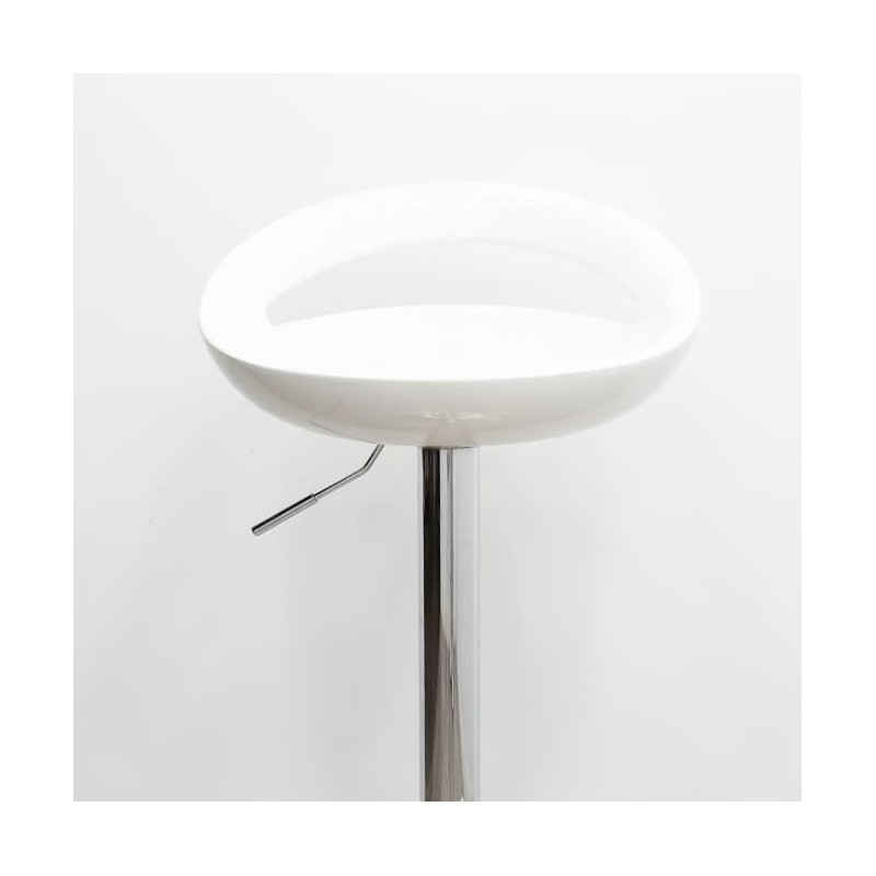 Taburete asiento PVC blanco con base cromada