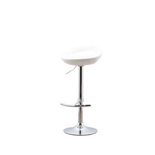 Taburete asiento PVC blanco con base cromada