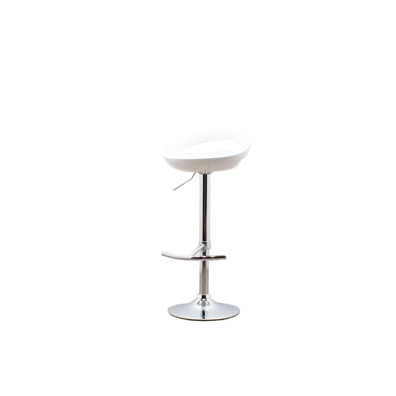 Taburete asiento PVC blanco con base cromada