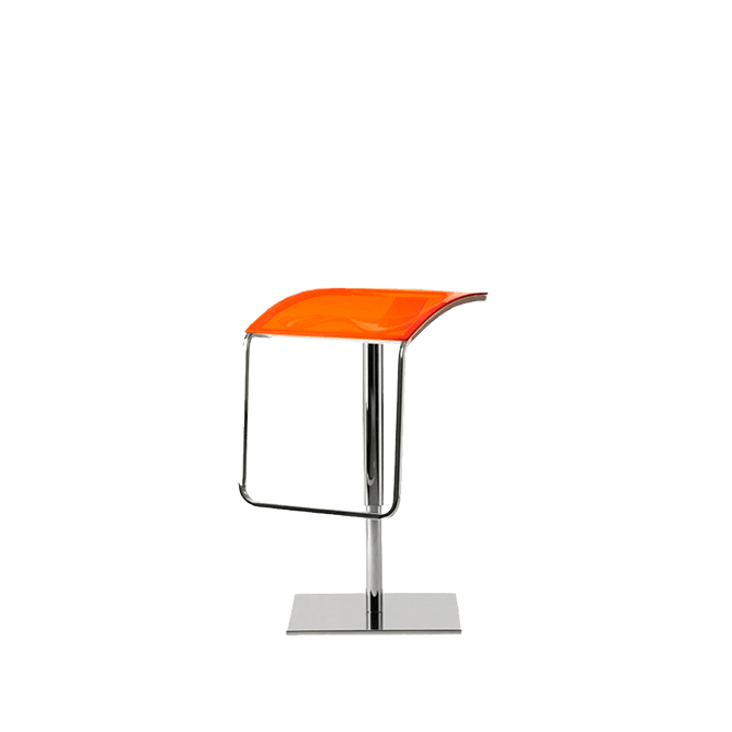 Taburete asiento naranja base peana elevable