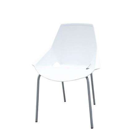 Silla colectividad 4 patas, aluminizada brazos PVC azul - Mercaoficina