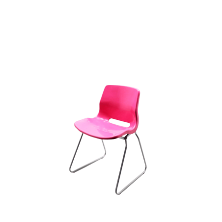 Silla colectiva rosa con base patín