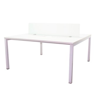 Mesa multipuestos de 2 o 4 puestos con separador de cristal laminado