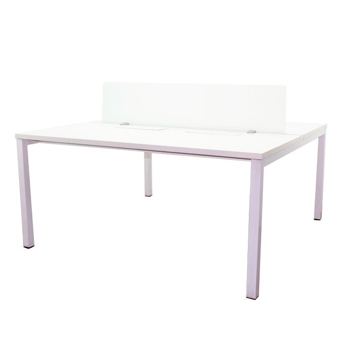 Mesa multipuestos de 2 o 4 puestos con separador de cristal laminado