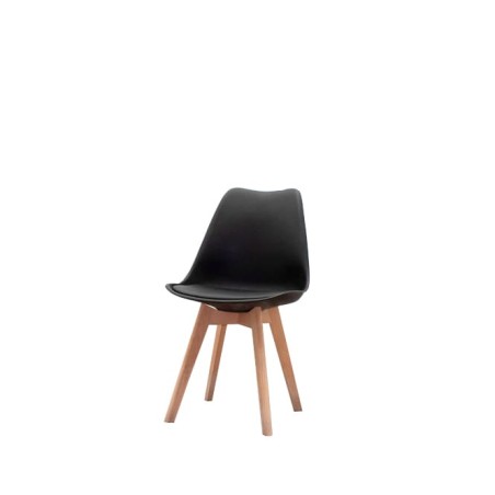 Silla de espera con estructura de madera asiento napel negro