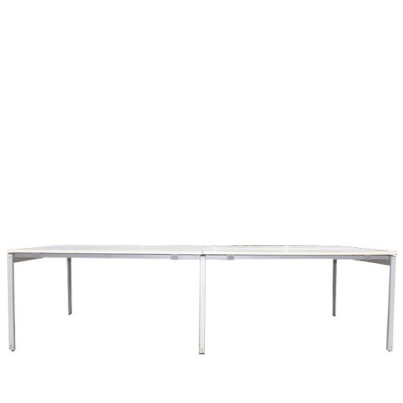 Mesa multipuestos de 4 puestos blancos sin separadores