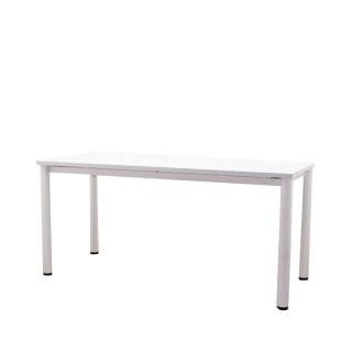 Mesa operativa blanca con patas tubulares de 160cm