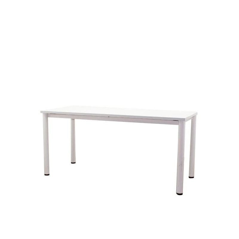 Mesa operativa blanca con patas tubulares de 160cm