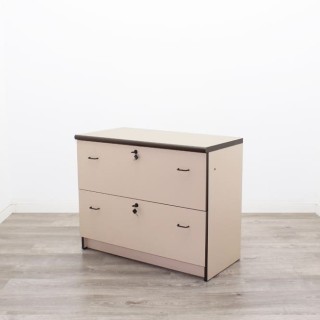Armario archivador beige con cantos marrones de 82,5cm 2